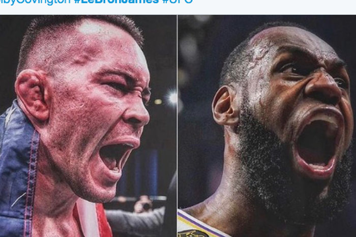 Petarung UFC, Colby Covington (kiri) dan Bintang NBA, LeBron James (kanan).