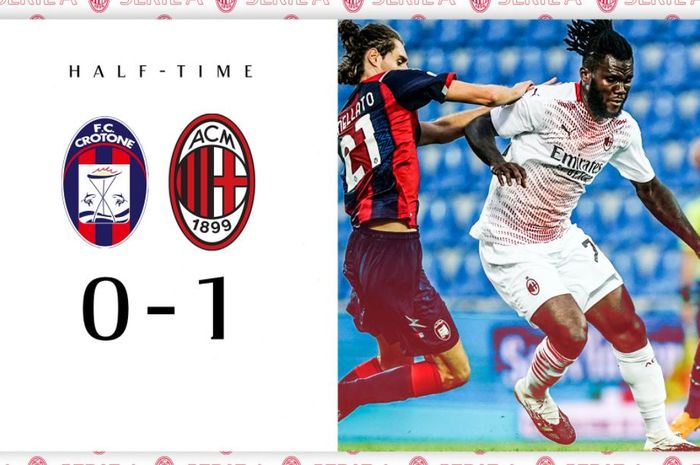 AC Milan unggul 1-0 atas Crotone di babak pertama.