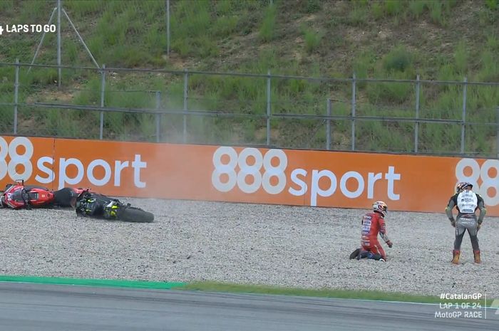 Pembalap Ducati, Andrea Dovizioso, pada balapan MotoGP Catalunya di Circuit de Bercelona-Catalunya, Minggu (27/9/2020).