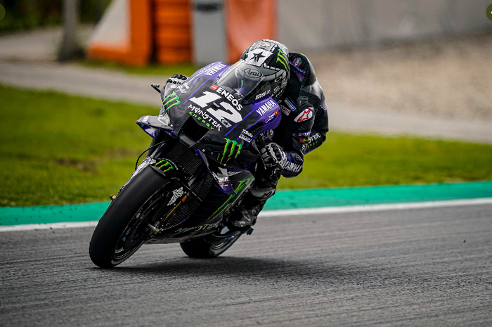 Pembalap Monster Energy Yamaha, Maverick Vinales, saat balapan MotoGP Catalunya 2020 di Circuit de Barcelona-Catalunya, Montmelo, Minggu (27/9/2020).