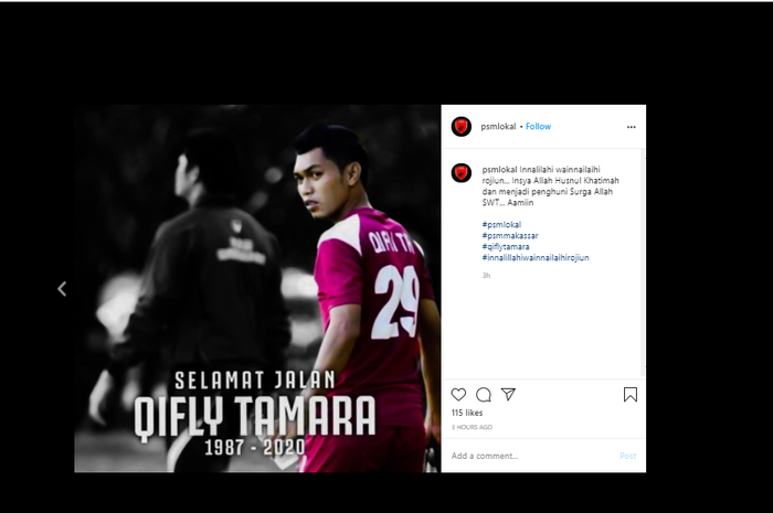 Qifly Tamara, eks pemain PSM Makassar.