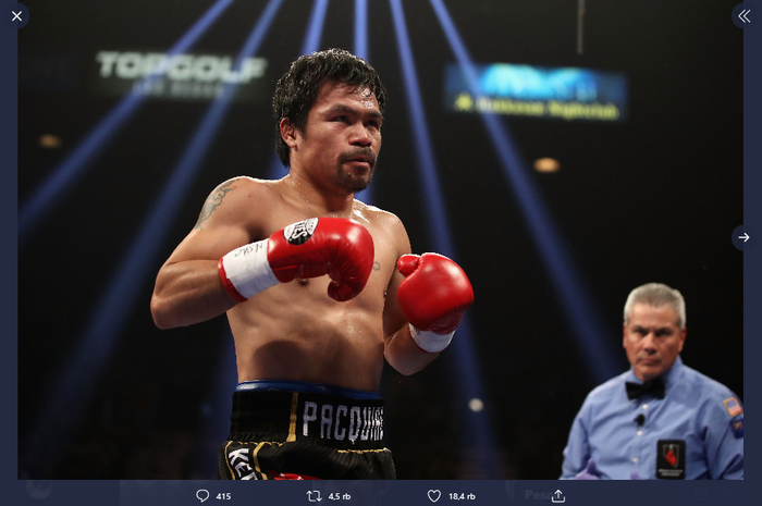 Petinju kelas welter asal Filipina, Manny Pacquiao. 