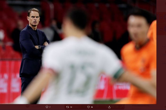 Frank de Boer dalam laga Belanda Vs Meksiko yang digelar di Johan Cruijff Arena, Amsterdam, Belanda, Rabu (7/10/2020) hingga Kamis dini hari WIB. 