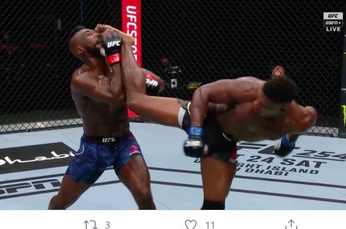 Tendangan spektakuler Joaquin Buckley di UFC Fight Island 5, Minggu (11/10/2020) pagi WIB.