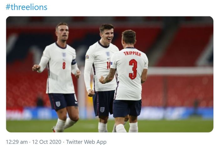 Mason Mount mencetak gol kemenangan Inggris atas Belgia dalam matchday ke-3 UEFA Nations League Liga A grup 2 di Stadion Wembley, Minggu (11/10/2020) atau Senin dini hari WIB.