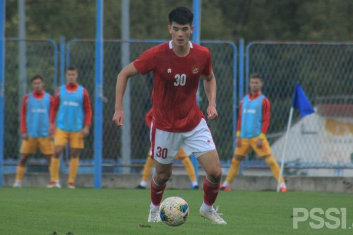 Elkan Baggott saat Timnas U-19 Indonesia menang dengan skor meyakinkan 4-1 atas Makedonia Utara dalam laga uji coba di Stadion NK Njunak Sinj, Split, Minggu (11/10/2020).