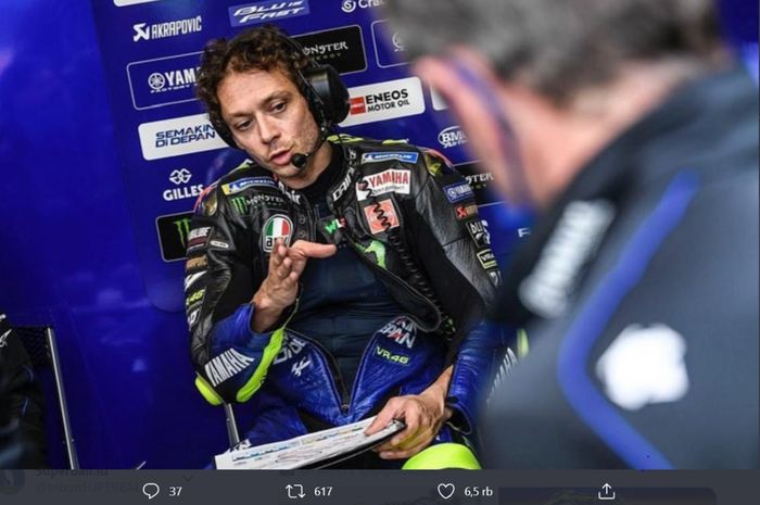 Valentino Rossi sangat kecewa setelah mengalami insiden aneh dalam balapan MotoGP Prancis 2020 di Sirkuit Bugatti, Le Mans, Minggu (11/10/2020).