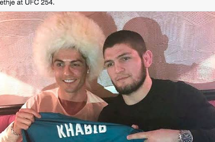 Bintang Juventus, Cristiano Ronaldo (kiri), bersama bintang UFC, Khabib Nurmagomedov (kanan)