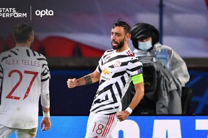 Gelandang Manchester United, Bruno Fernandes, sukses memperbaiki rekornya yang sempat ternodai dan membuat tim tuan rumah, Paris Saint-Germain keok untuk sementara. 