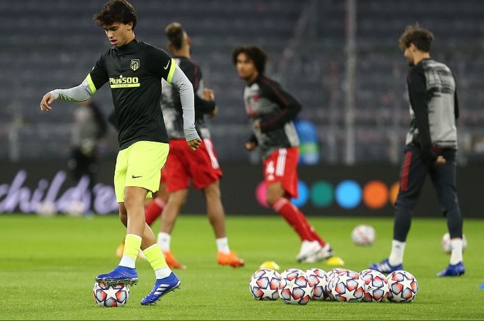 Penyerang Atletico Madrid, Joao Felix, sebelum laga melawan Bayern Muenchen pada Rabu (21/10/2020).