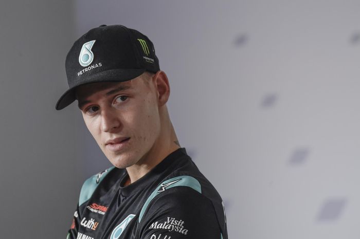 Pembalap Petronas Yamaha SRT, Fabio Quartararo, pada konferensi pers jelang MotoGP Teruel, Kamis (22/10/2020).