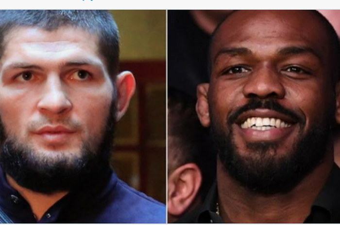 Petarung UFC, Khabib Nurmagomedov (kiri) dan Jon Jones (kanan).