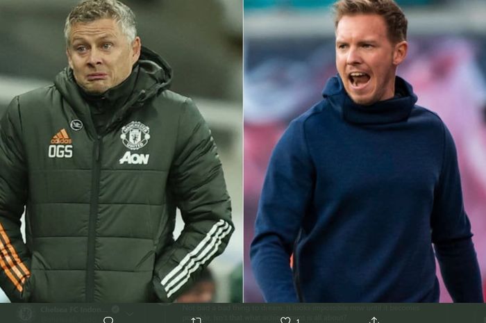 Duel perdana antara Ole Gunnar Solskjaer dan Julian Nagelsmann pada laga Manchester United kontra RB Leipzig di fase grup Liga Champions bakal berlangsung di Old Trafford, Rabu (28/10/2020) atau Kamis dini hari WIB.