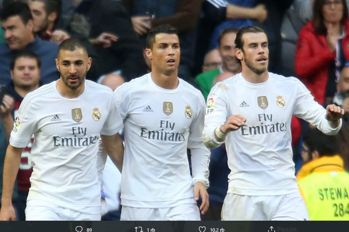 Trio BBC Real Madrid yang terdiri dari Gareth Bale, Karim Benzema, dan Cristiano Ronaldo