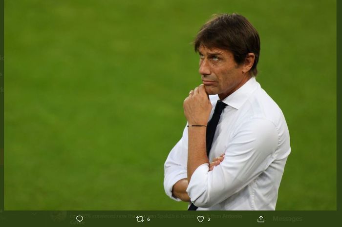 Ekspresi pelatih Inter Milan, Antonio Conte.