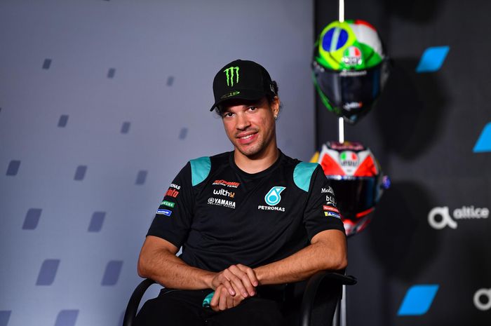 Pembalap Petronas Yamaha SRT, Franco Morbidelli, pada konferensi pers jelang seri balap MotoGP Portugal, Kamis (19/11/2020).