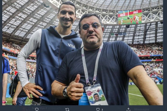 Zlatan Ibrahimovic bersama agennya, Mino Raiola.