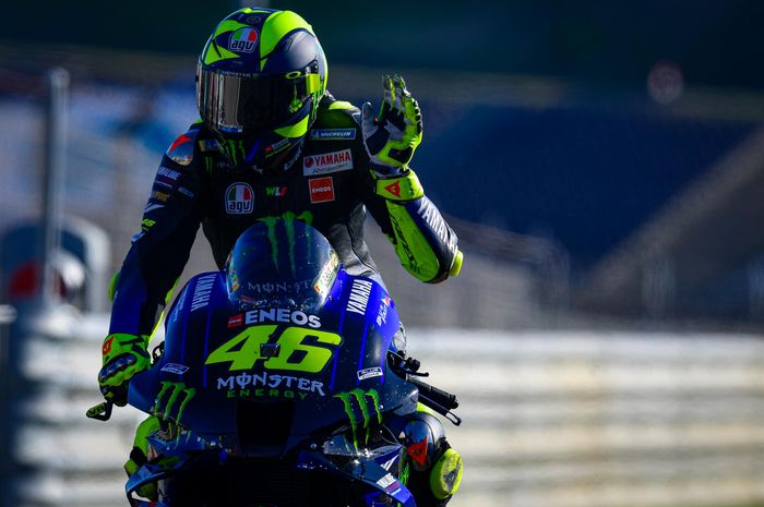 Pembalap Monster Energy Yamaha, Valentino Rossi, pada balapan GP Portugal di Sirkuit Algavre, Minggu (22/11/2020).