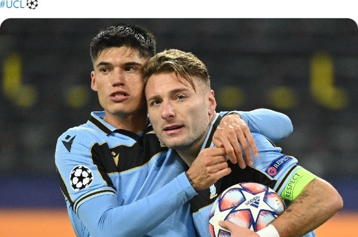 Ciro Immobile mencetak gol untuk menyamakan skor 1-1 dalam laga Borussia Dortmund vs Lazio di Liga Champions, Kamis (3/12/2020) dini hari WIB di Signal Iduna Park.