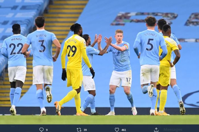 Kevin de Bruyne mencetak gol dan assist Manchester City saat menjamu Fulham di laga Liga Inggris, 5 Desember 2020.