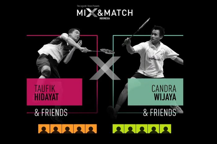 Poster pertandingan ekshibisi Mix and Match Badminton Challenge di Indonesia pada 11 Desember 2020.