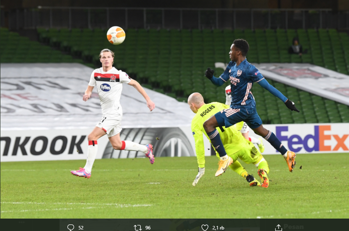 Aksi penyerang Arsenal, Eddie Nketiah