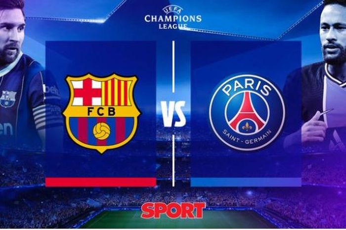 Tampilan halaman muka media SPORT yang mengangkat duel Barcelona vs PSG yang dimotori Lionel Messi dan Neymar di babak 16 besar Liga Champions.