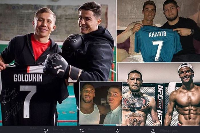 Foto Cristiano Ronaldo bersama sejumlah atlet tinju dan petarung UFC.