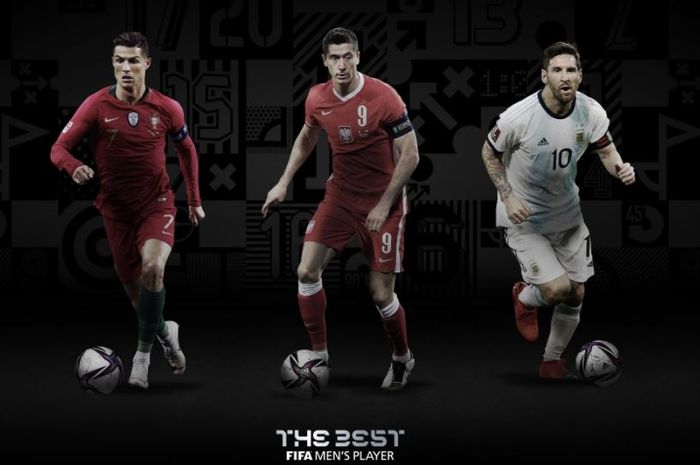 Cristiano Ronaldo, Robert Lewandowski, dan Lionel Messi, kandidat pemain terbaik dunia kategori pria versi The Best FIFA Football Awards 2020.