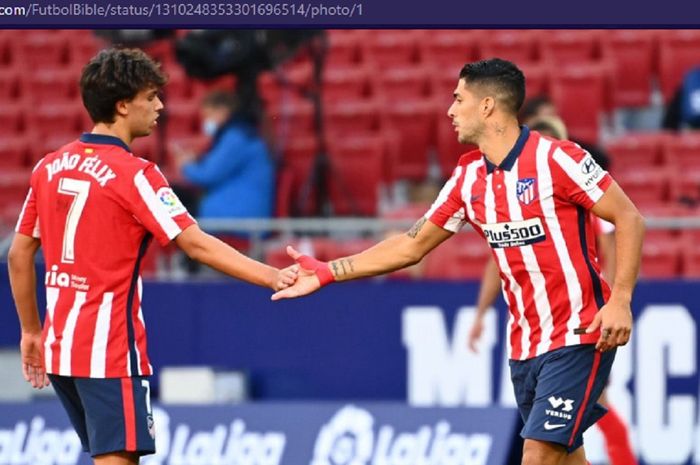 Dua pemain andalan Atletico Madrid, Joao Felix dan Luis Suarez.