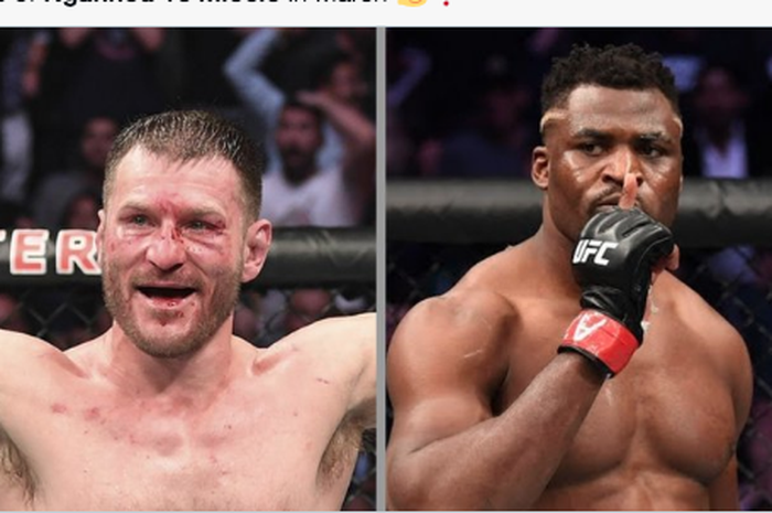 Dua petarung kelas berat UFC, Stipe Miocic (kiri) dan Francis Ngannou (kanan)