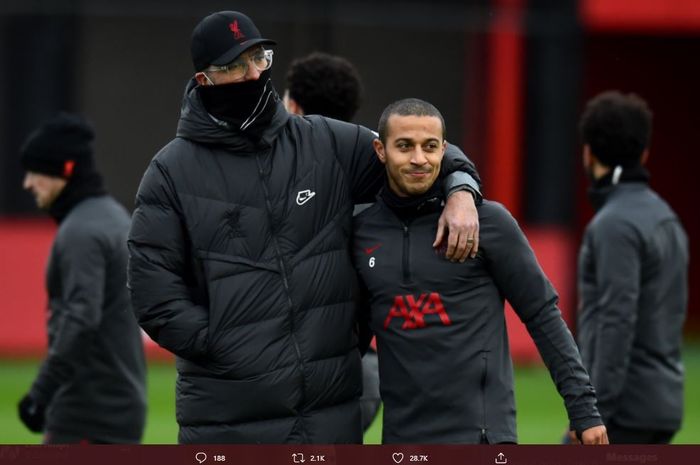 Thiago Alcantara sudah kembali berlatih bersama skuad utama Liverpool.