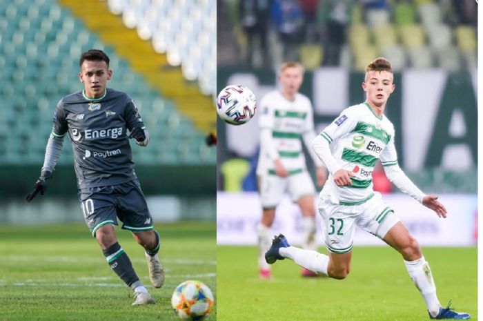 Egy Maulana Vikri ketika masih memakai no 10 di Lechia Gdansk selama dua musim, kini beralih ke Kacper Urbanski (kanan).