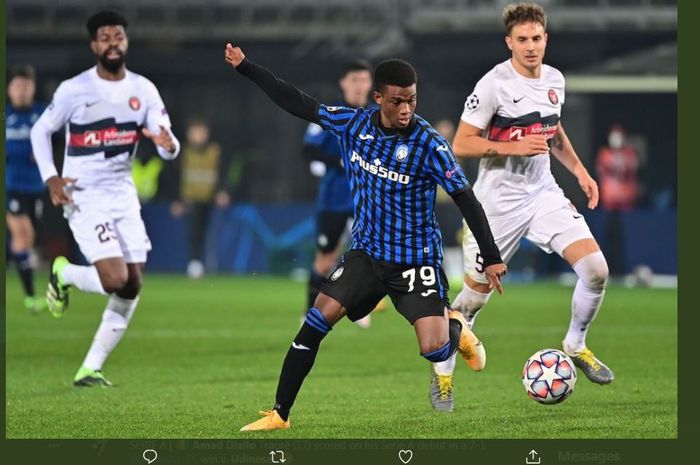 Aksi Amad Diallo saat memperkuat Atalanta.