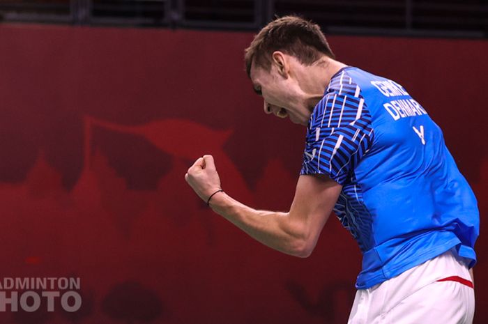 Tunggal putra Denmark, Rasmus Gemke saat tampil pada babak kedua Thailand Open I 2021, Kamis (14/1/2021)