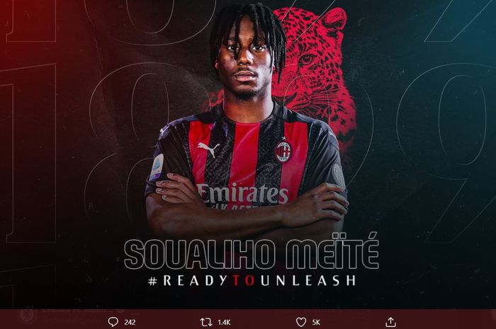 AC Milan resmi mendatangkan gelandang Torino, Soualiho Meite dengan kesepakatan peminjaman dengan opsi pembelian permanen.