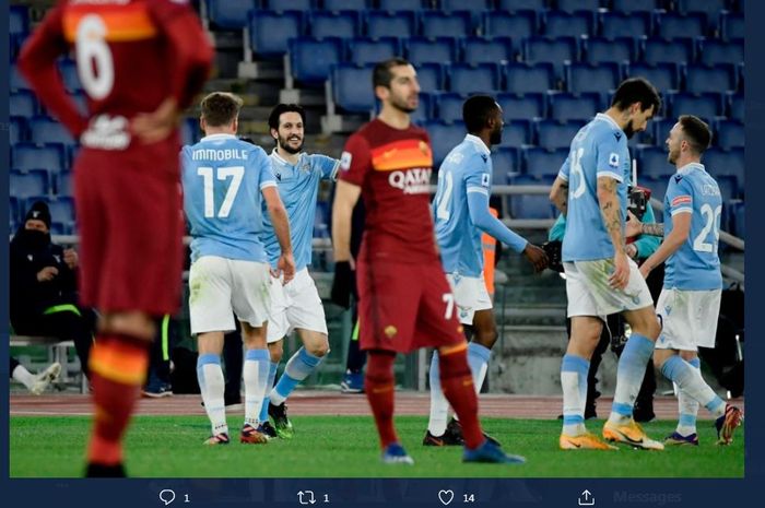 Lazio mengalahkan AS Roma dalam partai Liga Italia di Olimpico, 15 Januari 2021.