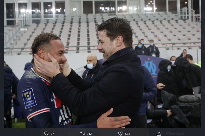 Pelatih Paris Saint-Germain, Mauricio Pochettino, bersama Neymar Jr.