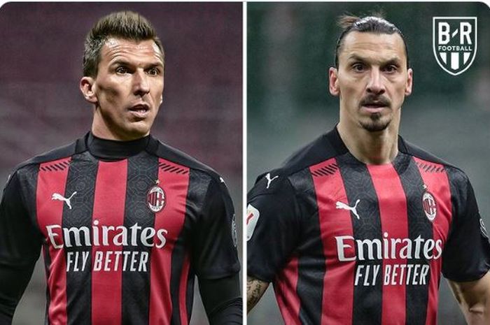 Dua penyerang AC Milan, Mario Mandzukic dan Zlatan Ibrahimovic