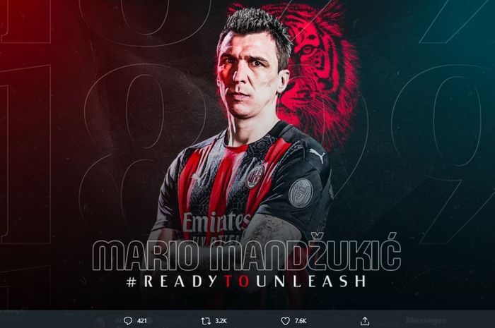 Mario Mandzukic resmi menjadi pemain anyar kedua AC Milan Januari ini dan mengenakan nomor punggung terkutuk.