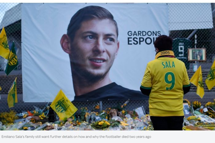 Penghormatan dari penggemar Nantes atas kepergian Emiliano Sala pada 21 Januari 2019.