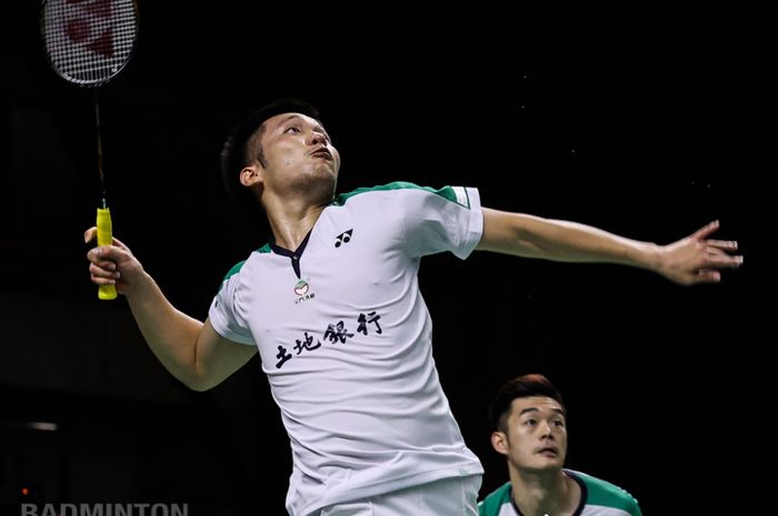 Pasangan ganda putra Taiwan, Lee Yang/Wang Chi Lin, pada semifinal Thailand Open II 2021 di Impact Arena, Bangkok, Sabtu (23/1/2021).