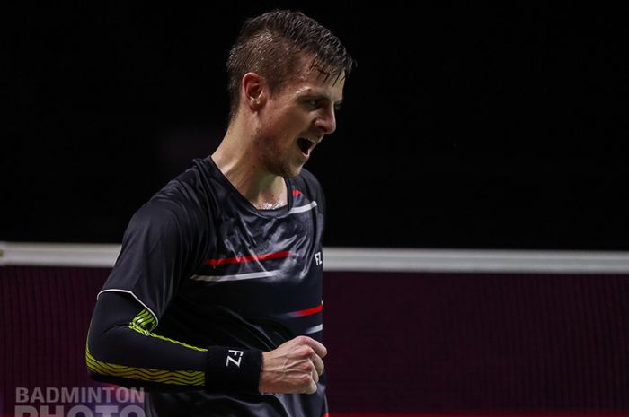 Pebulu tangkis tunggal putra Denmark, Hans-Kristian Solberg Vittinghus, saat menjalani pertandingan semifinal kontra rekan senegaranya, Anders Antonsen, pada turnamen Thailand Open II 2021 di Impact Arena, Bangkok, Thailand, Sabtu (23/1/2021).