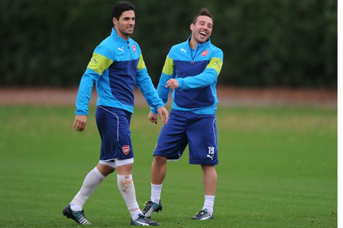 Mikel Arteta dan Santi Cazorla