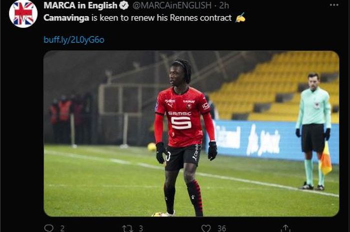 Gelandang tengah Rennes, Eduardo Camavinga.