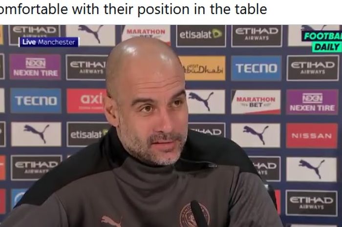 Pelatih Manchester City, Pep Guardiola, tetap mewaspadai kemungkinan timnya kalah walaupun mereka sedang memegang catatan impresif.  