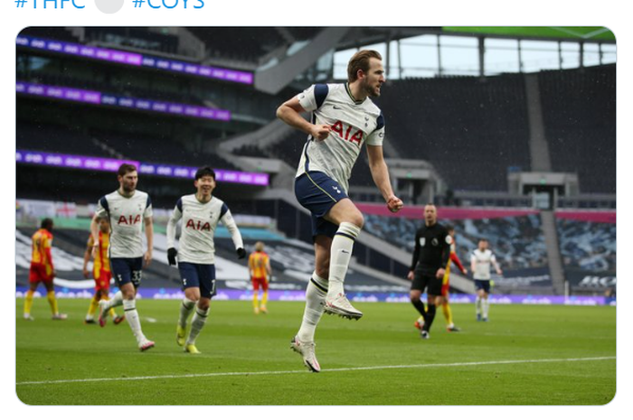 Harry Kane mencetak satu gol dalam kemenangan 2-0 Tottenham Hotspur atas West Bromwich Albion pada laga pekan ke-23 Liga Inggris 2020-2021.