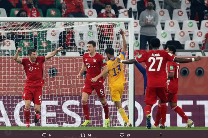 Gol tunggal kemenangan Bayern Muenchen atas Tigres UANL di partai final Piala Dunia Klub dicetak oleh Benjamin Pavard.