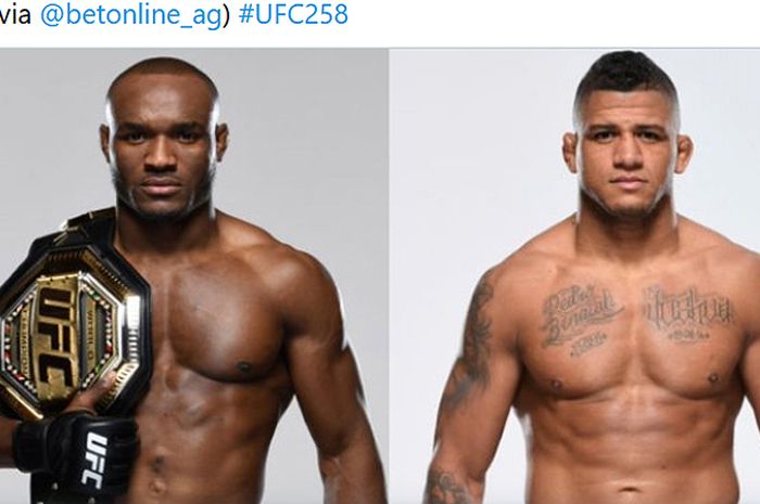 Dua petarung kelas welter, Kamaru Usman (kiri) dan Gilbert Burns, akan saling berhadapan pada UFC 258 yang berlangsung pada Minggu (14/2/2021) pagi WIB di UFC APEX, Nevada, Amerika Serikat.