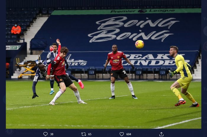 Manchester United hanya mampu bermain imbang 1-1 melawan West Bromwich Albion dalam lanjutan laga pekan ke-24 Liga Inggris 2020-2021.